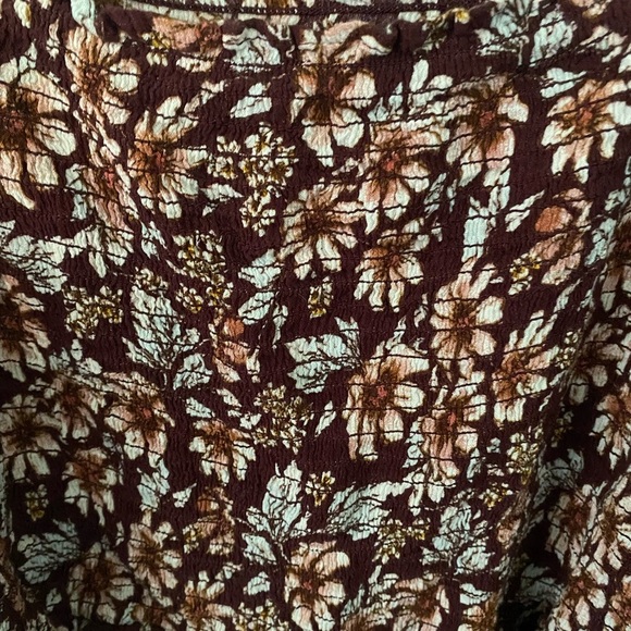 American Eagle Outfitters Brown and Orange Smocked Crop Blouse - Picture 4 of 5